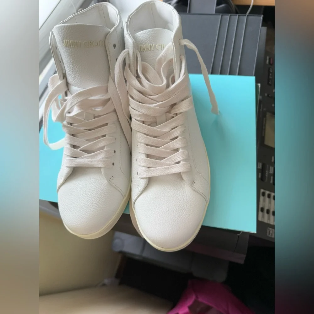 Jimmy Choo Women's Sneakers - Size 38 (Fits 7/8) - White Leather